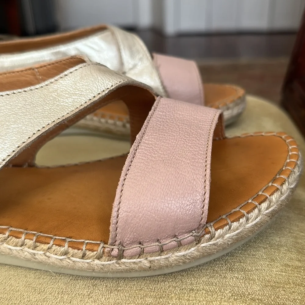 Tsonga Ladies Leather Espadrille Sandal in Blush Pink and Metallic Gold EU 40 - Picture 12 of 15